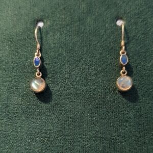 Sterling Silver Moonstone And Opal Inlay Earrings.